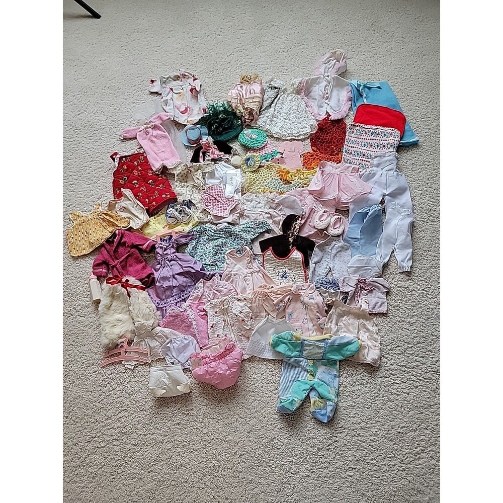 Large Lot Of Vintage Doll Clothing Various Sizes Most 5" To 9"